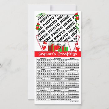 2024 Season's Greetings Calendar Photo Card Candy by pixibition at Zazzle