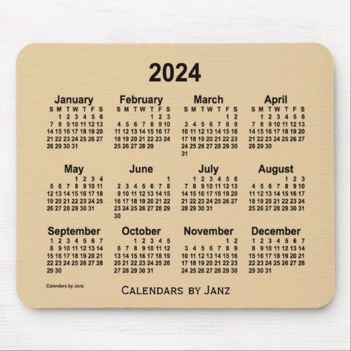 2024 Sepia Gray Calendar by Janz Mouse Pad