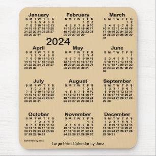 2024 Sepia Large Print Calendar by Janz Mouse Pad