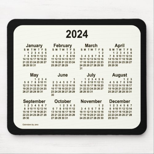 2024 Sepia on Black Calendar by Janz Two Tone Mouse Pad