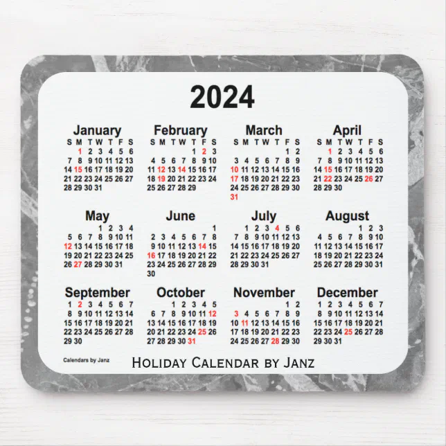 2024 Silver Holiday Art Calendar by Janz Mouse Pad | Zazzle