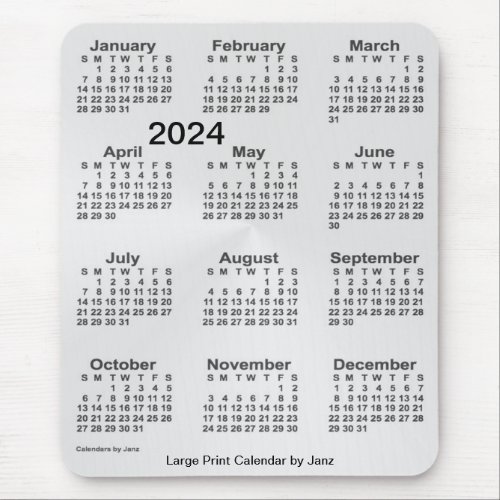 2024 Silver Large Print Calendar by Janz Mouse Pad