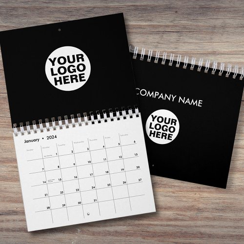 2024 Simple Black Calendar Company Logo and Text