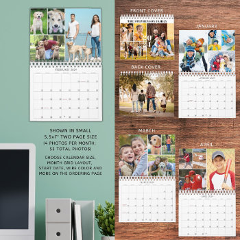 2024 Simple Custom Photo Collage 4 Per Month Calendar by MakeItAboutYou at Zazzle