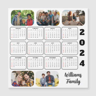 2024 Simple Modern Custom 5 Photos Family Calendar