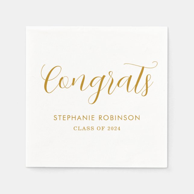 2024 Simple Modern Gold Script Graduation  Napkins (Front)