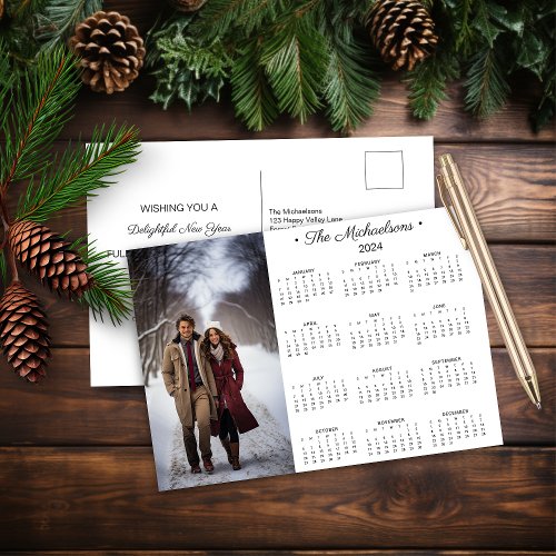 2024 Simple Photo Calendar Holiday Postcard