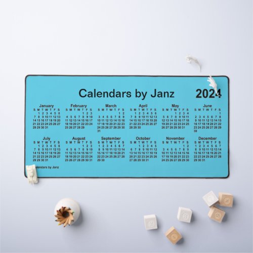 2024 Sky Blue Large Print Calendar by Janz Desk Mat