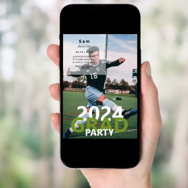 2024 Soccer Photo Graduation Party  Invitation (Front Digital)