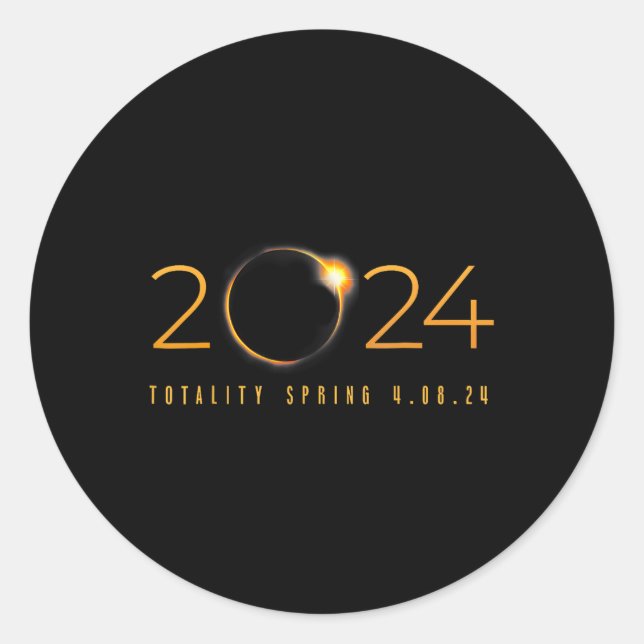 2024 Solar Eclipse American Totality Spring 4.08.2 Classic Round Sticker (Front)