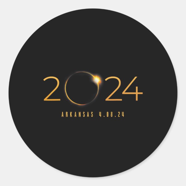 2024 Solar Eclipse Arkansas Totality Spring 4.08.2 Classic Round Sticker (Front)