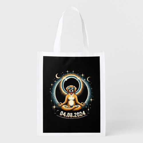 2024 Solar Eclipse Dog Grocery Bag