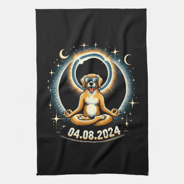 2024 Solar Eclipse Dog Kitchen Towel (Vertical)