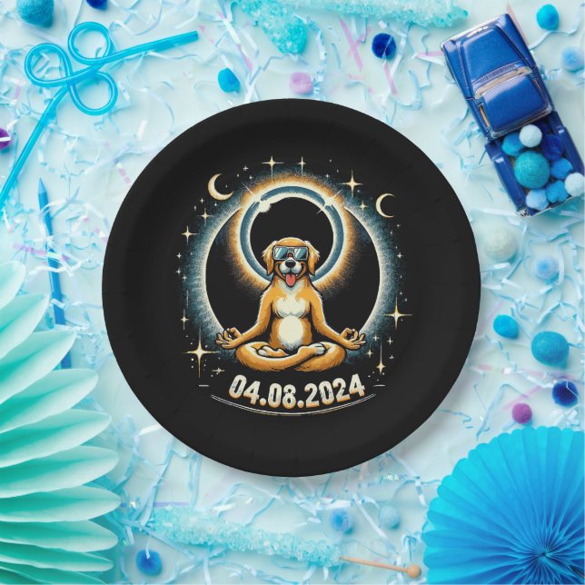 2024 Solar Eclipse Dog Paper Plates (Party)