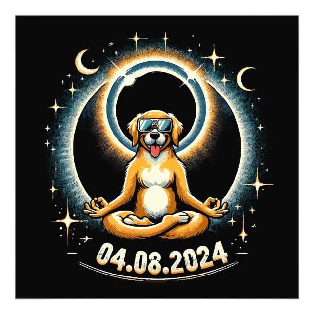 2024 Solar Eclipse Dog Photo Print (Front)