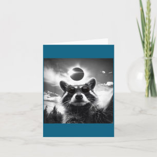 2024 Solar Eclipse Funny Raccoon Selfie Men Women Card