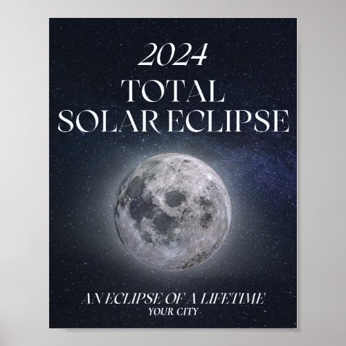 2024 Solar Eclipse starry space with moon poster