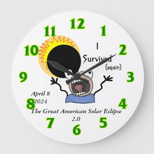 2024 Solar Eclipse Survival Edition Large Clock