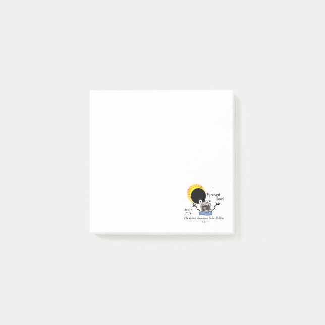 2024 Solar Eclipse Survival Edition Post-it Notes (Front)