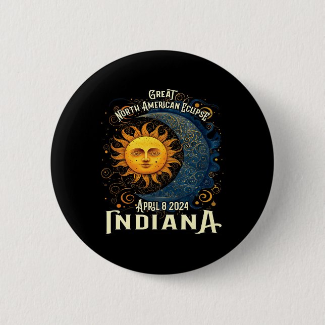 2024 Solar Eclipse Totality Celestial Event Souven Button (Front)
