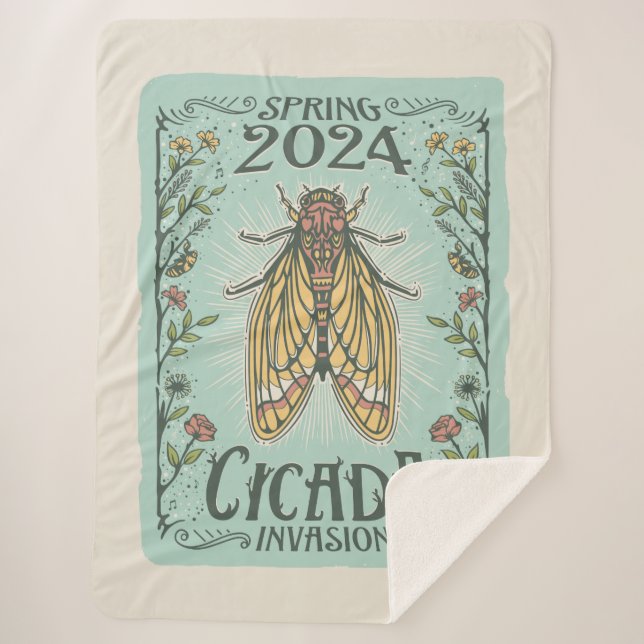 2024 Spring Cicada Invasion Sherpa Blanket (Front)