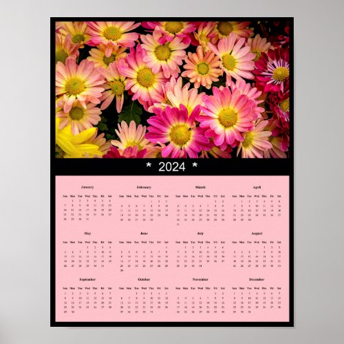 2024 Spring Flowers Wall Calendar Poster