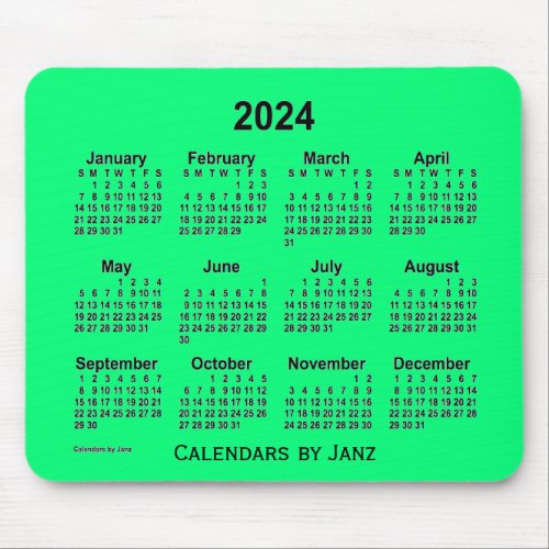 2024 Spring Green Calendar by Janz Mouse Pad