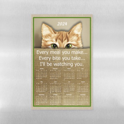 2024 Stalking Cat Calendar Fridge Magnet Magnetic Dry Erase Sheet