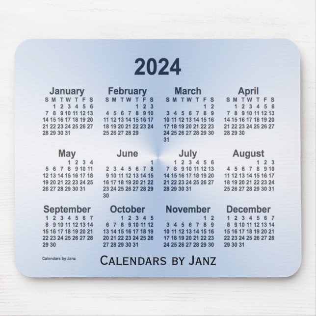 2024 Steel Blue Calendar by Janz Mouse Pad (Front)
