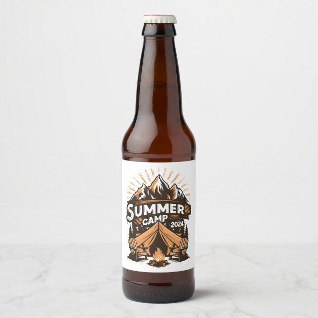 2024 Summer Camp Summer Camping Vacation Matching  Beer Bottle Label (Front)