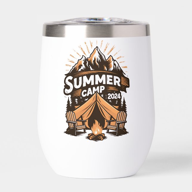 2024 Summer Camp Summer Camping Vacation Matching  Thermal Wine Tumbler (Front)