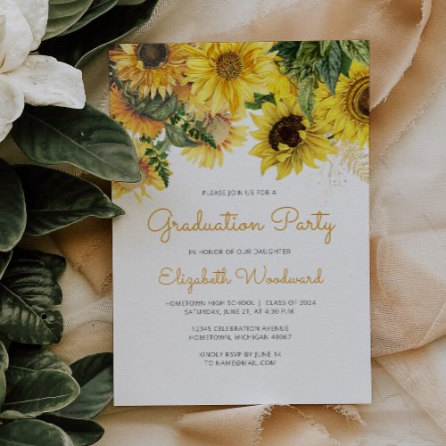 2024 Sunflower Floral Graduation Party Invitation