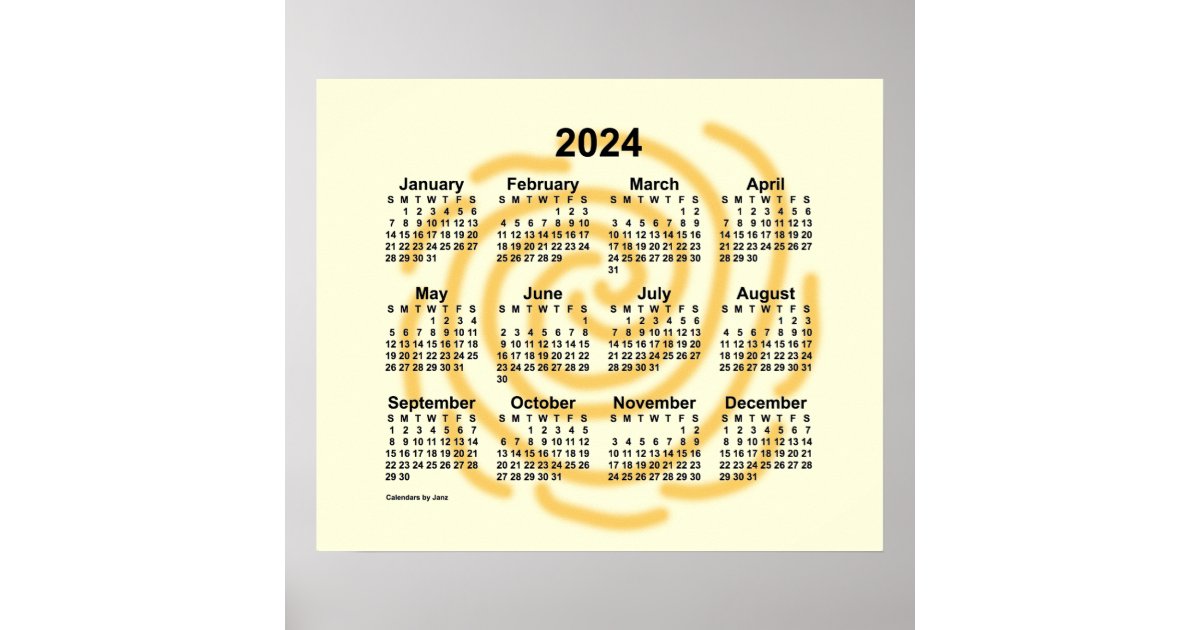 2024 Sunny Days Calendar by Janz Poster Zazzle