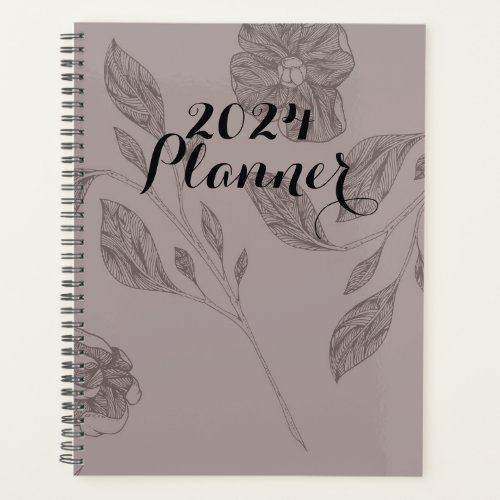  2024 Taupe Floral  Planner