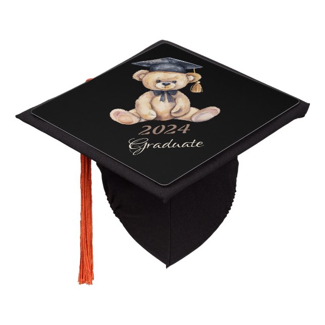 2024 Teddy Bear Graduate Graduation Cap Topper (Angled)