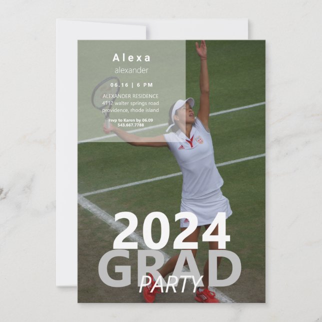2024 Tennis Photo Graduation Party II Invitation (Front)