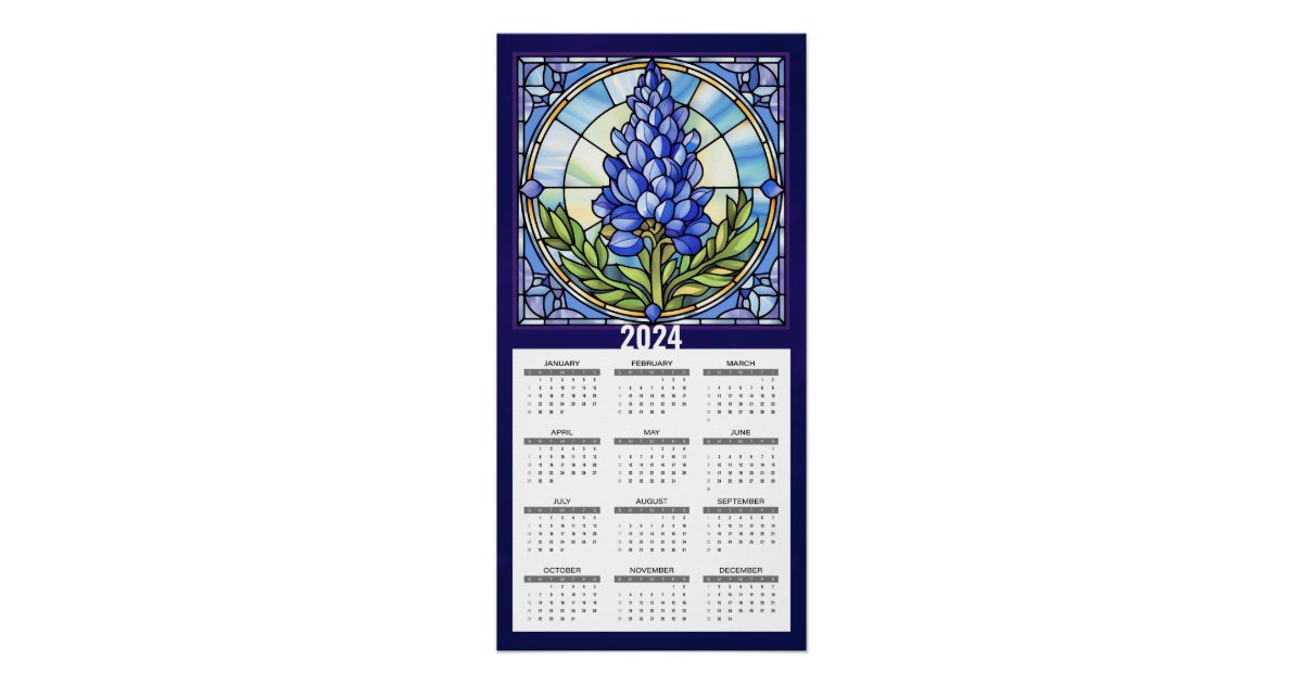 2024 Texas Calendar Poster Zazzle