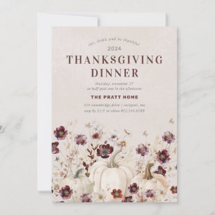 2024 Thanksgiving Dinner Pumpkin Wildflower Invitation