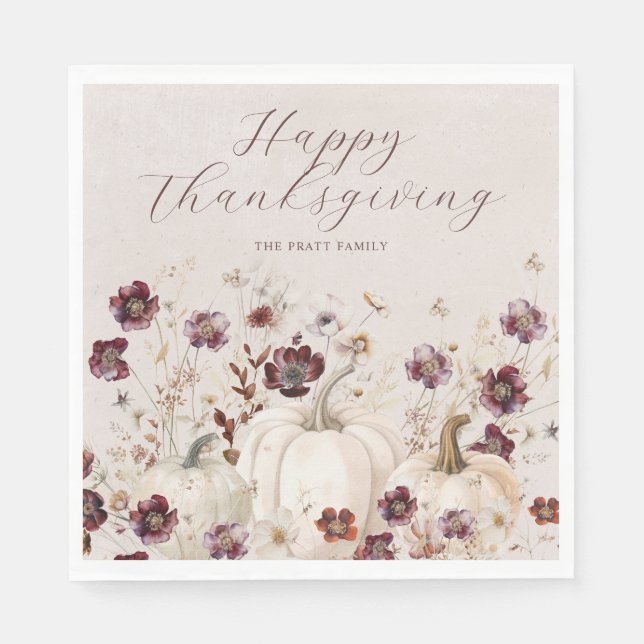 2024 Thanksgiving Dinner Pumpkin Wildflower Napkins (Front)