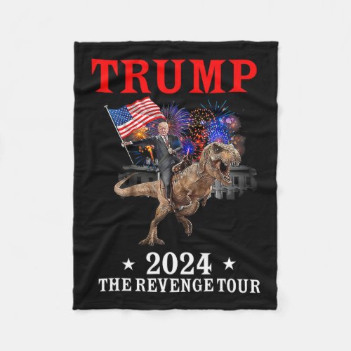 2024 The Revenge Tour Riding Dinosaur 4th Of July  Fleece Blanket