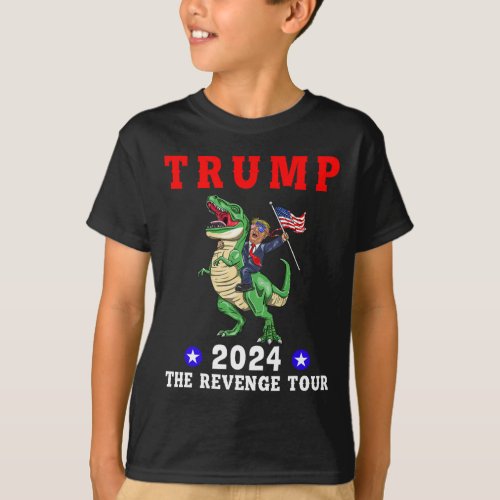 2024 The Revenge Tour Riding Dinosaur American Fla T_Shirt