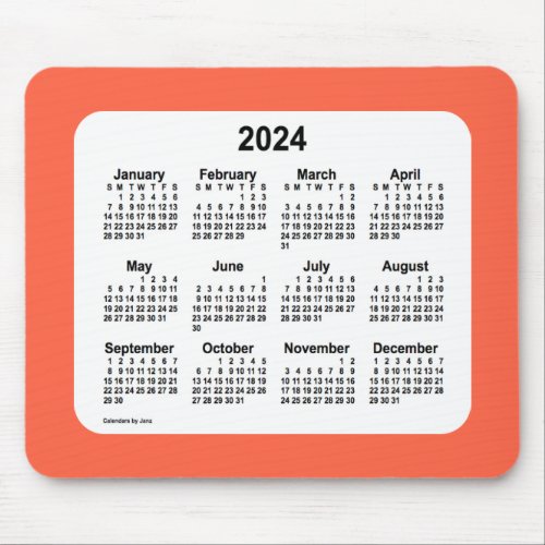 2024 Tomato Red Calendar by Janz Mouse Pad