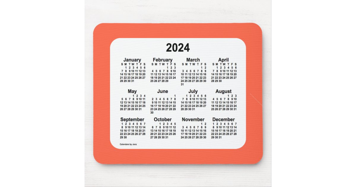 2024 Tomato Red Calendar by Janz Mouse Pad | Zazzle