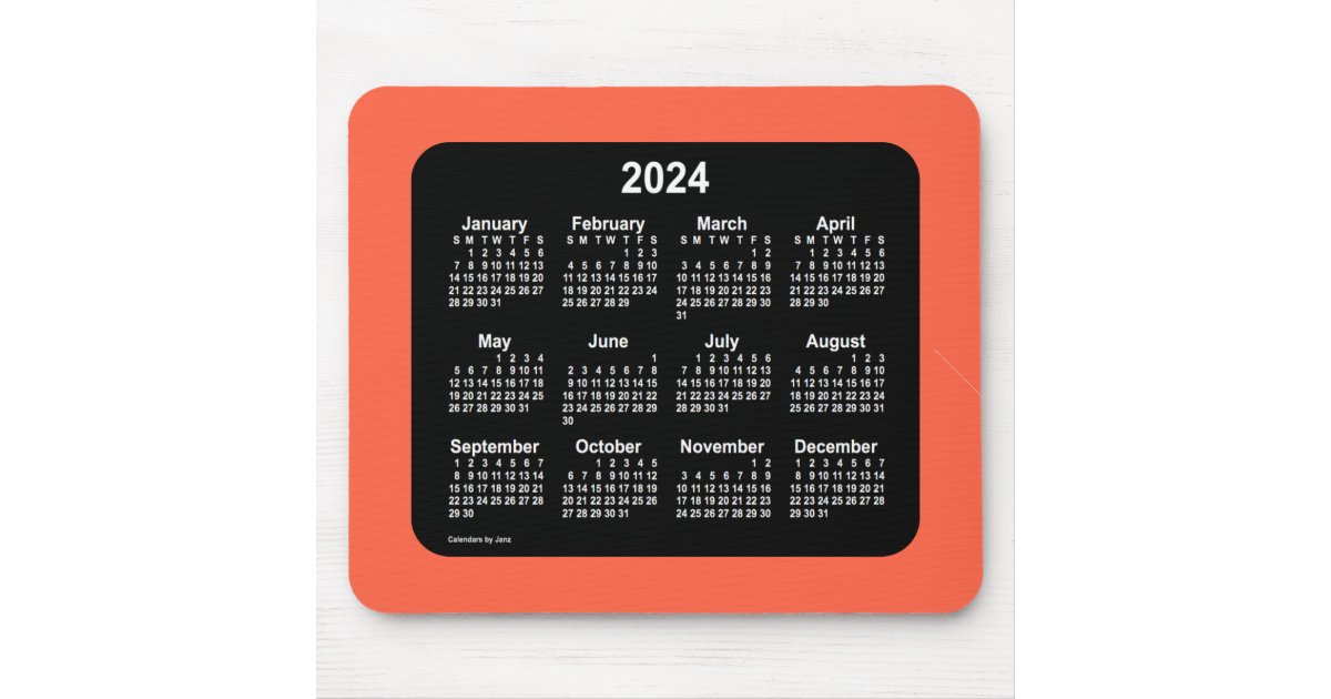 2024 Tomato Red Calendar by Janz Mouse Pad | Zazzle