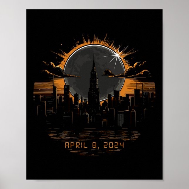 2024 Total Solar Eclipse April 8 New York  Poster (Front)