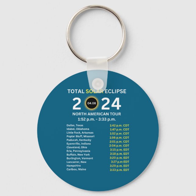 2024 Total Solar Eclipse April 8 Path Of The Eclip Keychain (Front)
