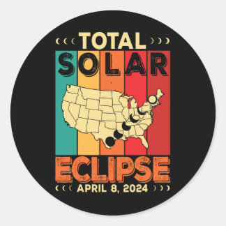 2024 Total Solar Eclipse April Classic Round Sticker