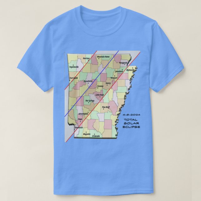 2024 Total Solar Eclipse Arkansas Path April 8 202 T-Shirt (Design Front)