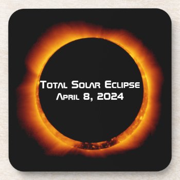 2024 Total Solar Eclipse Beverage Coaster by GigaPacket at Zazzle