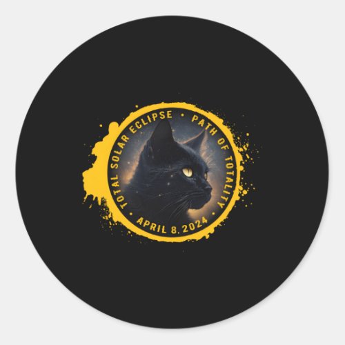 2024 Total Solar Eclipse Cat Path Of Totality Sun  Classic Round Sticker